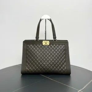 Chanel LeBoy Tote Bag in Black Leather - Preloved Chanel Designer Tote