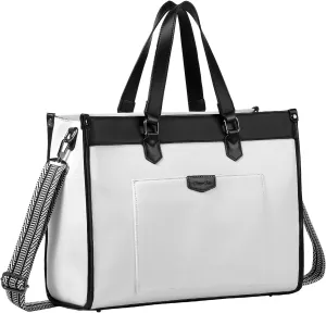 Chase Chic Laptop Bag for Women, Canvas Tote Bag for Work Lady 15.6 Inch Computer Shoulder Bag for College,Office