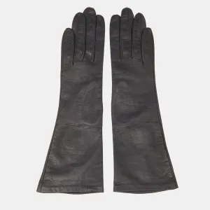 Christian Vintage Chevreau Black Leather Gloves Size 6