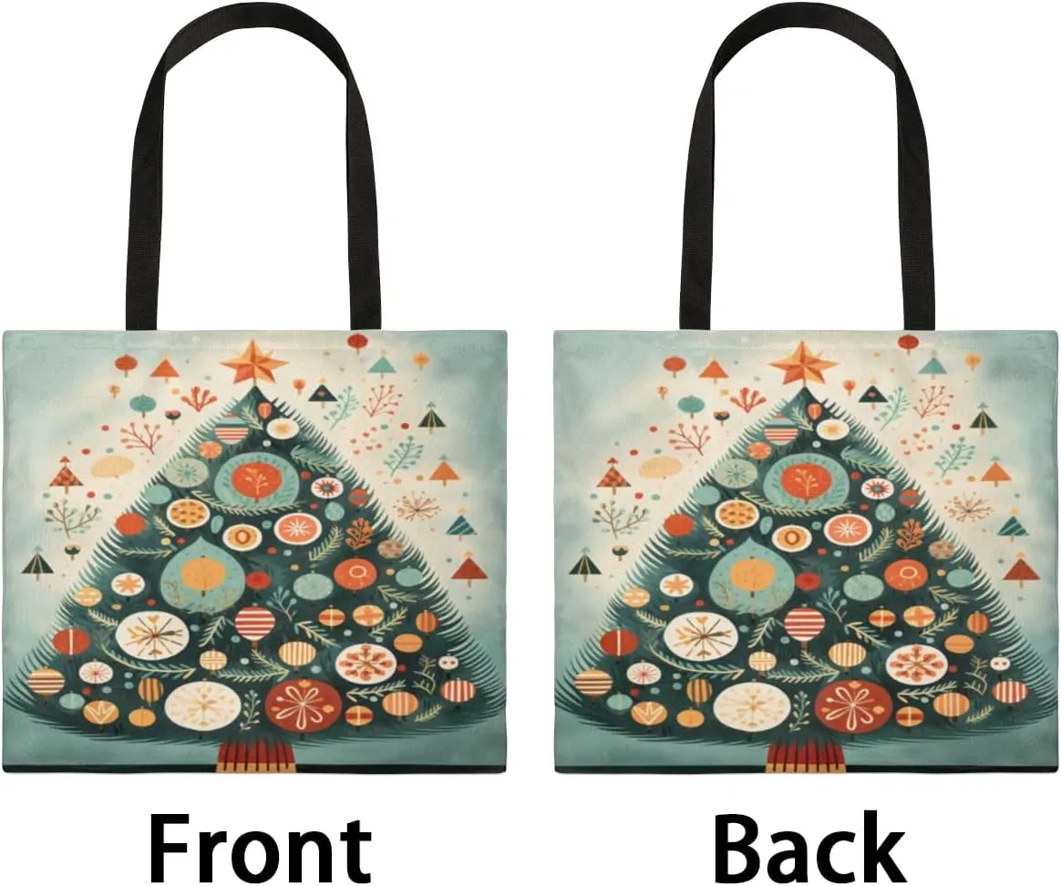 Christmas Candlelight Dinner Canvas Tote Bag for Women Men Stylish Tote Handbag Shoulder Bag Reusable Grocery Bag
