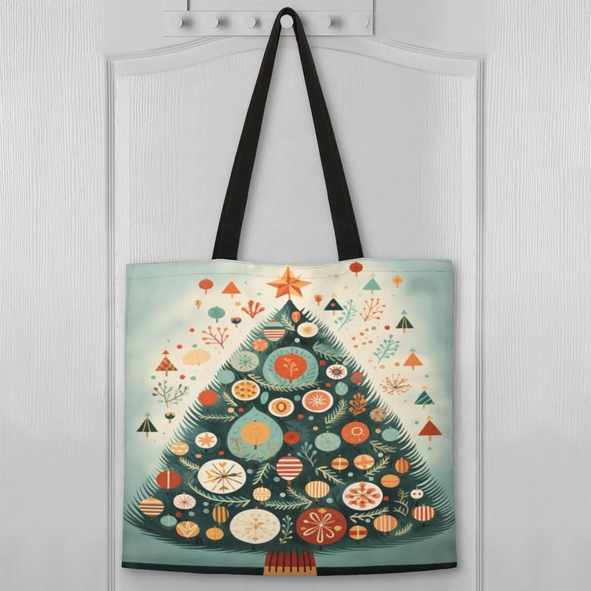 Christmas Candlelight Dinner Canvas Tote Bag for Women Men Stylish Tote Handbag Shoulder Bag Reusable Grocery Bag