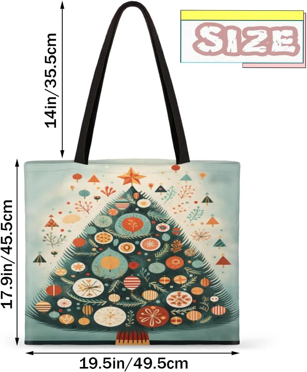 Christmas Candlelight Dinner Canvas Tote Bag for Women Men Stylish Tote Handbag Shoulder Bag Reusable Grocery Bag