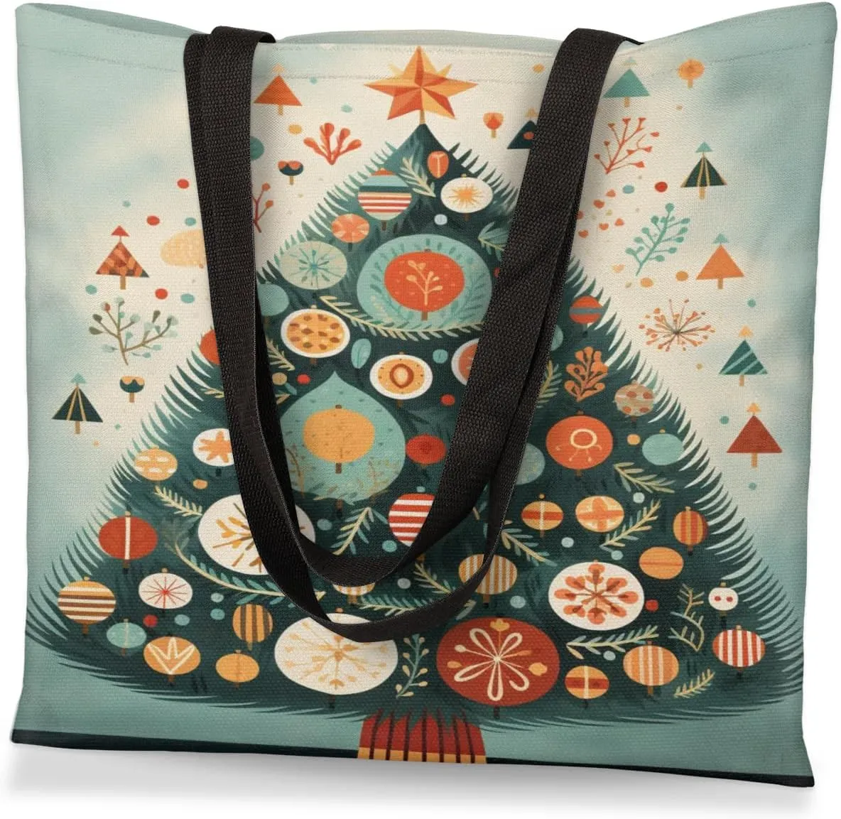 Christmas Candlelight Dinner Canvas Tote Bag for Women Men Stylish Tote Handbag Shoulder Bag Reusable Grocery Bag