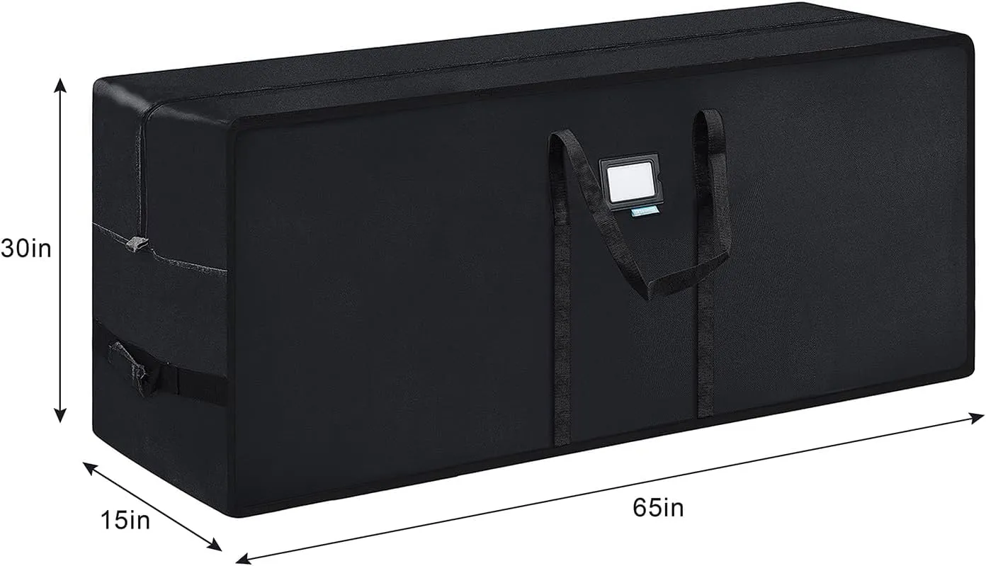 Christmas Tree Storage Bag, Waterproof Christmas Tree Storage, Fits Up to 9 ft Tall Artificial Disassembled Trees, Extra Large Heavy Duty Storage Container with Handles (Black, 65"x15"x30")