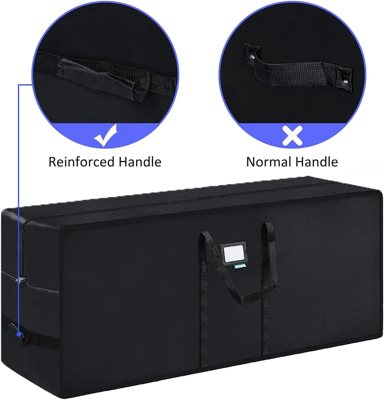 Christmas Tree Storage Bag, Waterproof Christmas Tree Storage, Fits Up to 9 ft Tall Artificial Disassembled Trees, Extra Large Heavy Duty Storage Container with Handles (Black, 65"x15"x30")