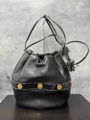 Céline Vintage Black Leather Bucket Bag RE67837800