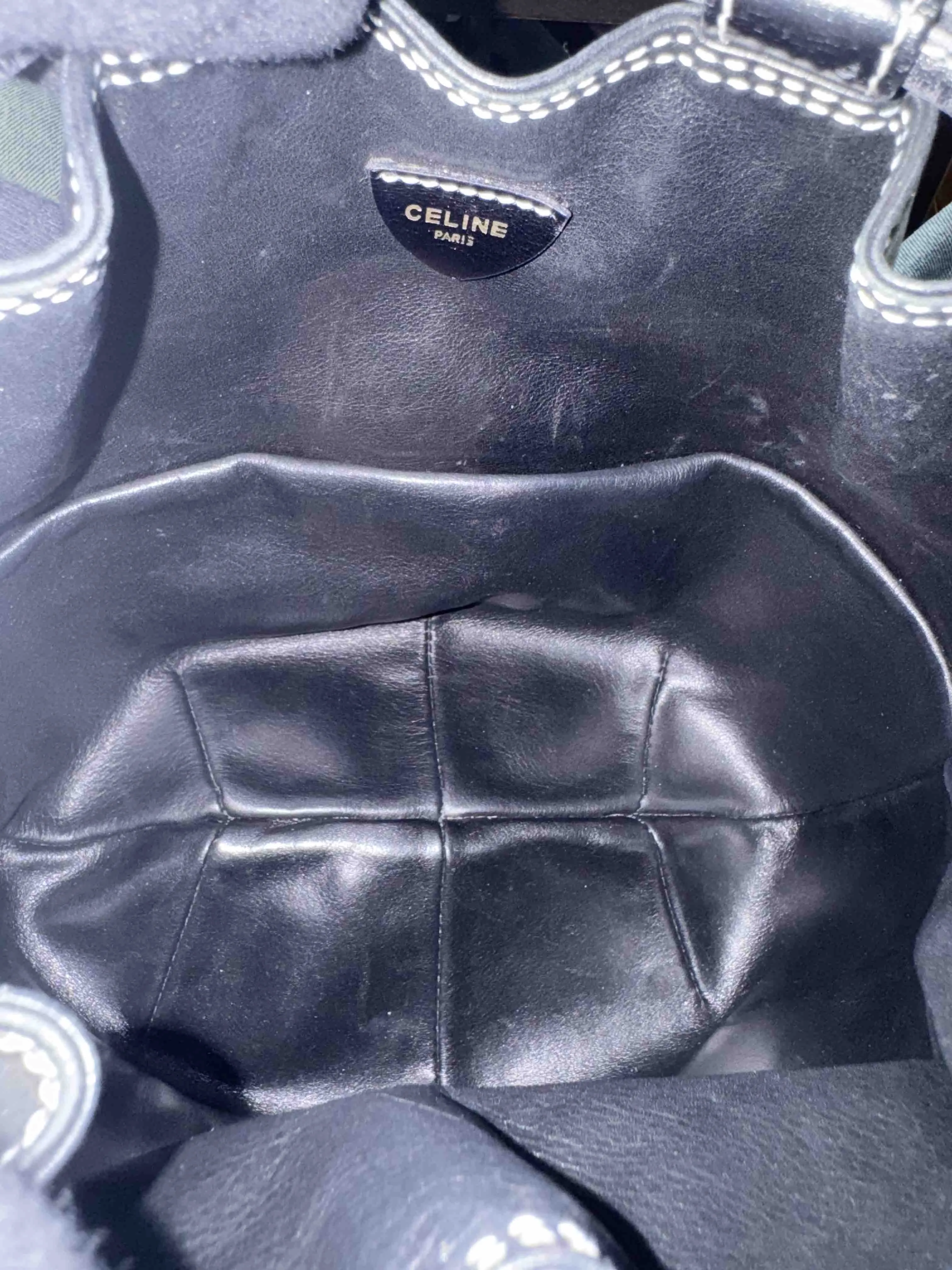 Céline Vintage Black Leather Bucket Bag RE67837800
