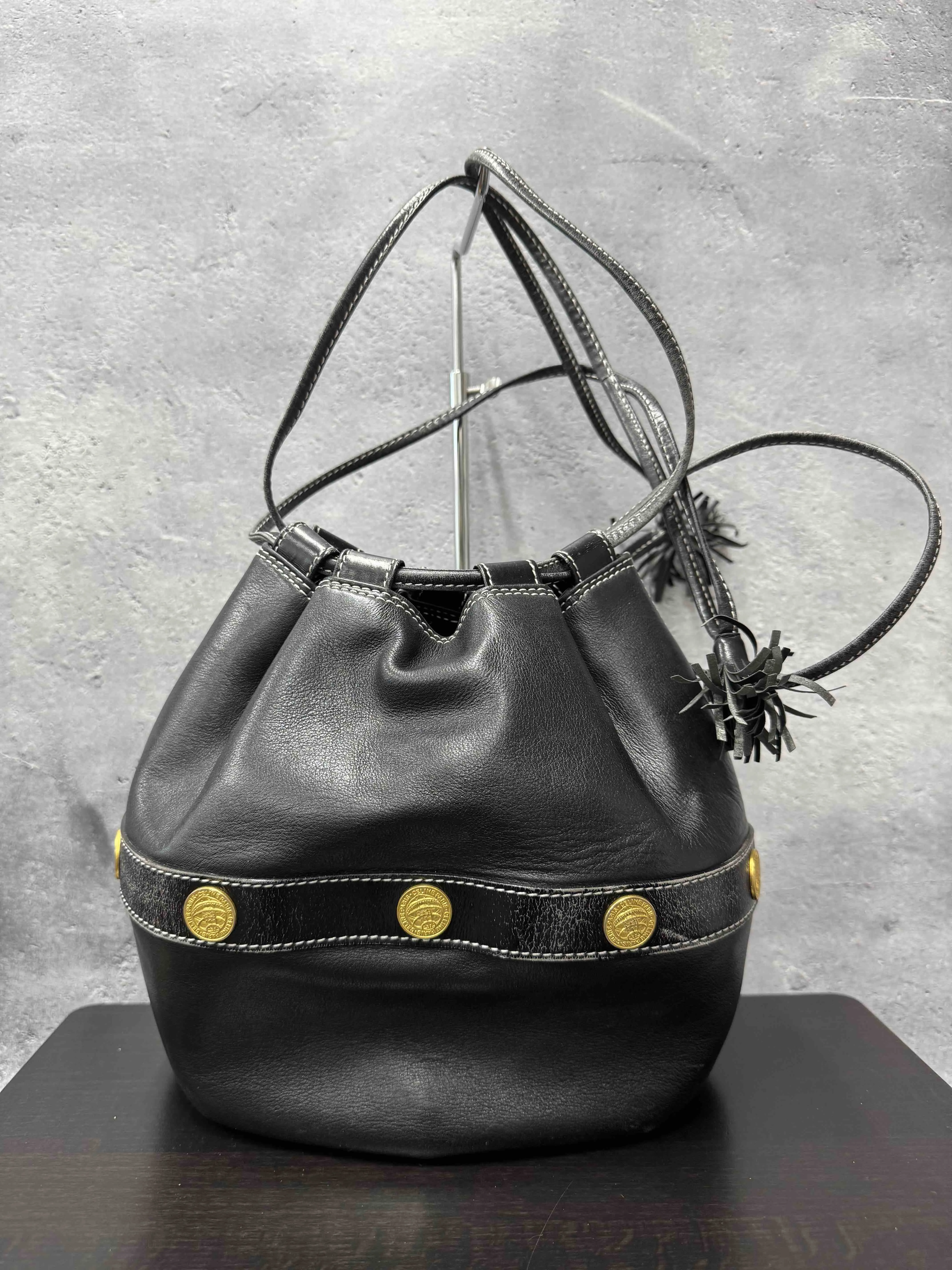 Céline Vintage Black Leather Bucket Bag RE67837800