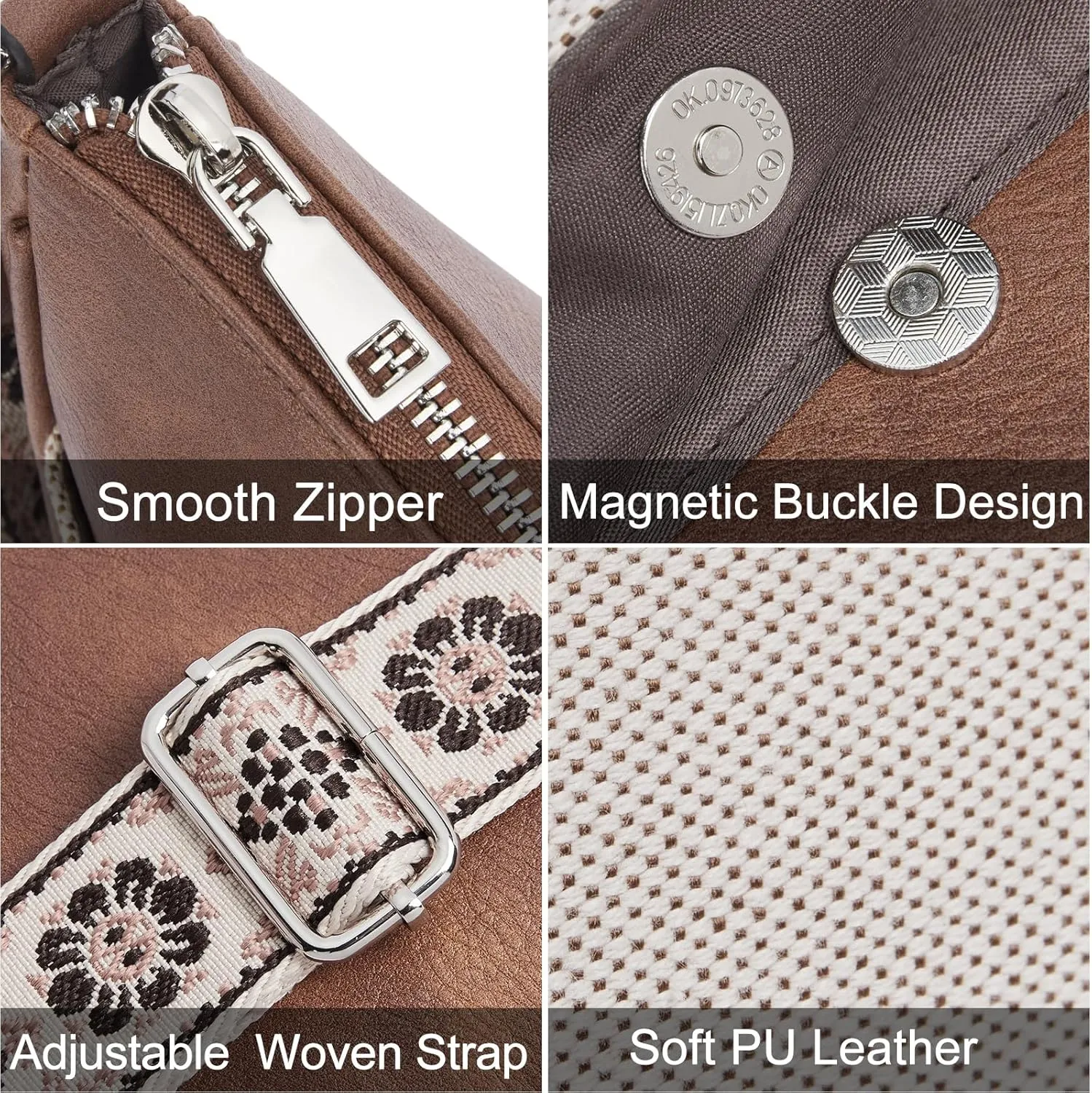 CLUCI Crossbody Bags for Women, Vegan Leather Shoulder Handbags, Purses for Women with Adjustable Wide Strap