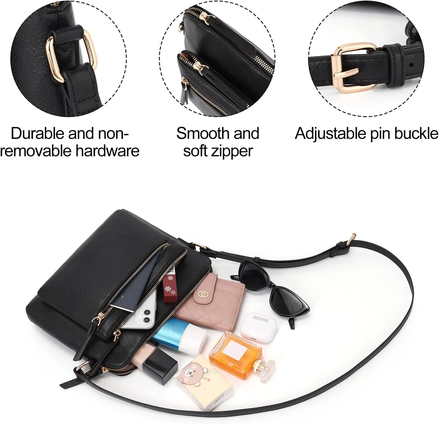 CLUCI Crossbody Purse for Women Multi Pockets Bag Vegan Leather Small Shoulder Handbags Summer Travel Designer Vintage Ladies