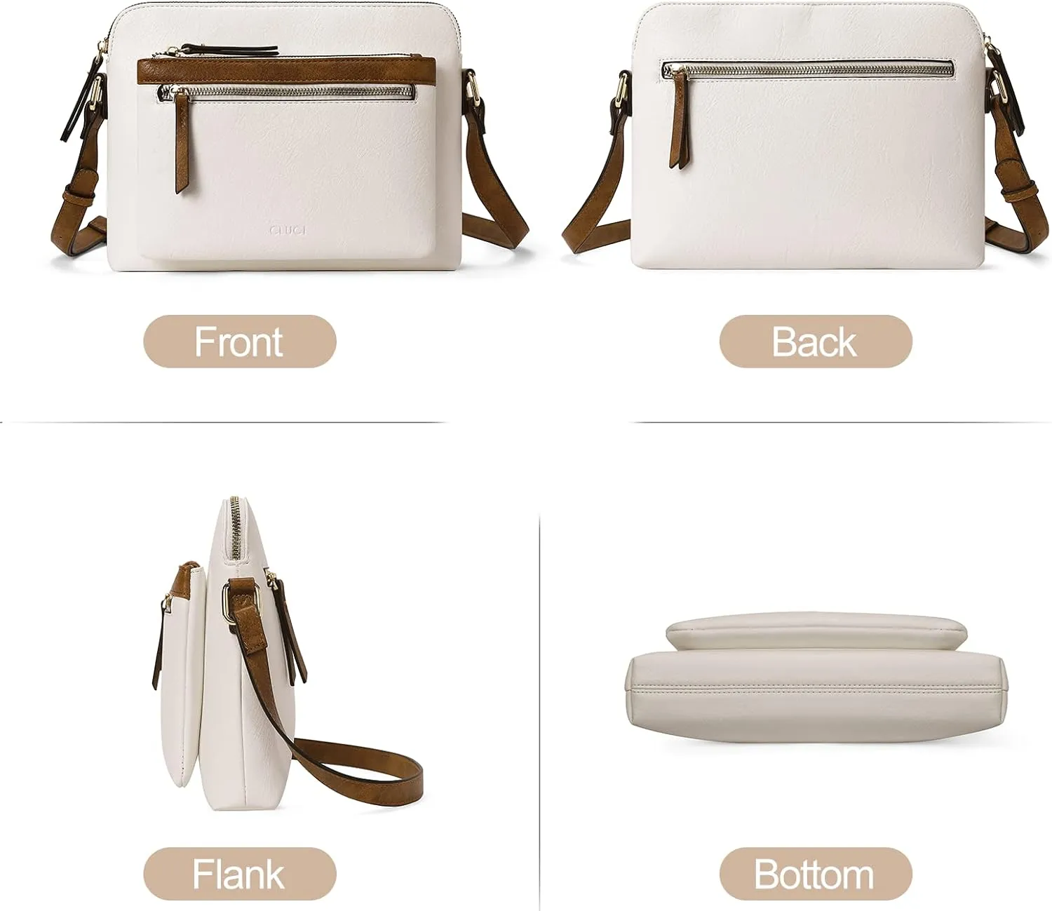CLUCI Crossbody Purse for Women Multi Pockets Bag Vegan Leather Small Shoulder Handbags Summer Travel Designer Vintage Ladies