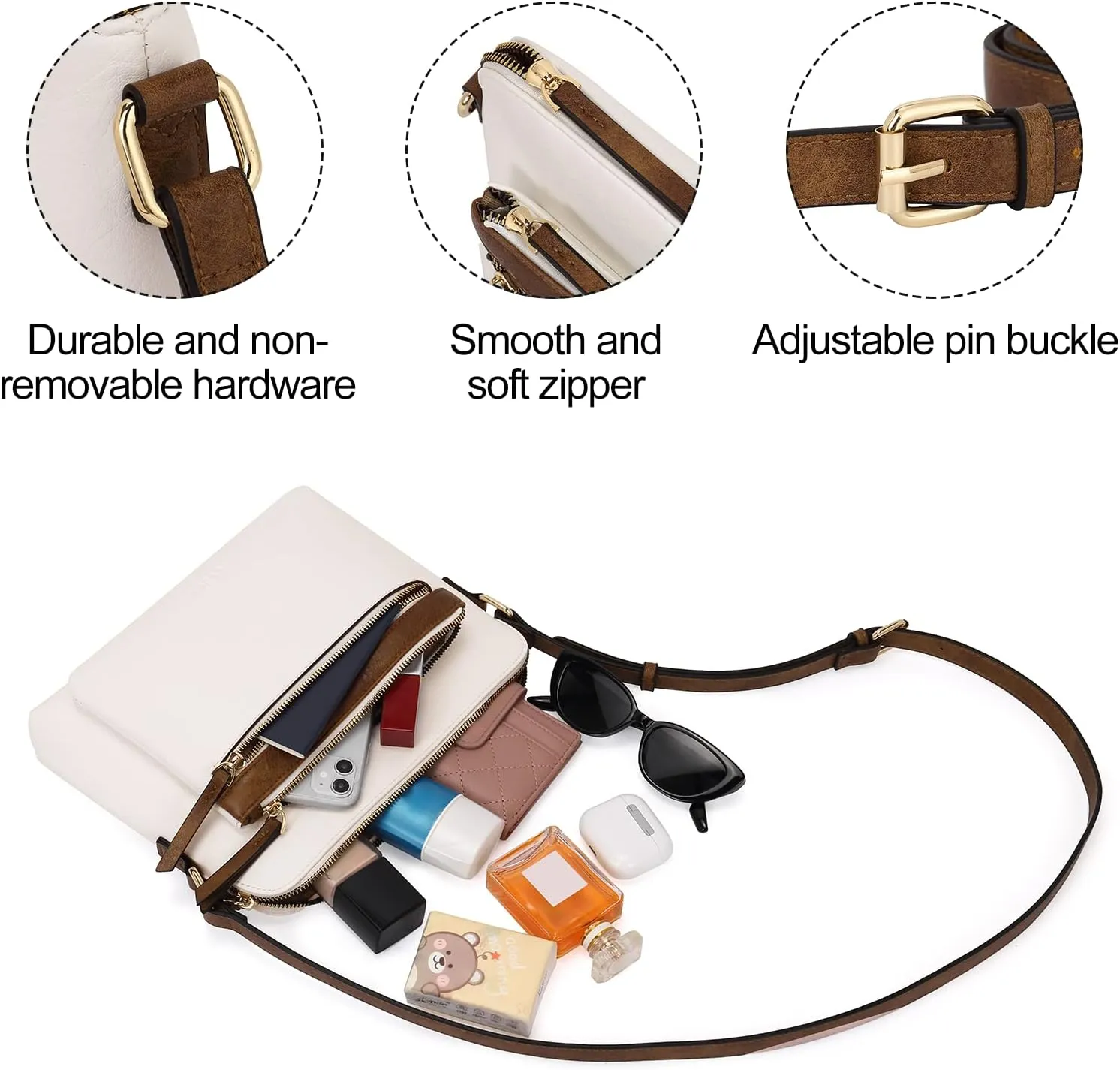 CLUCI Crossbody Purse for Women Multi Pockets Bag Vegan Leather Small Shoulder Handbags Summer Travel Designer Vintage Ladies