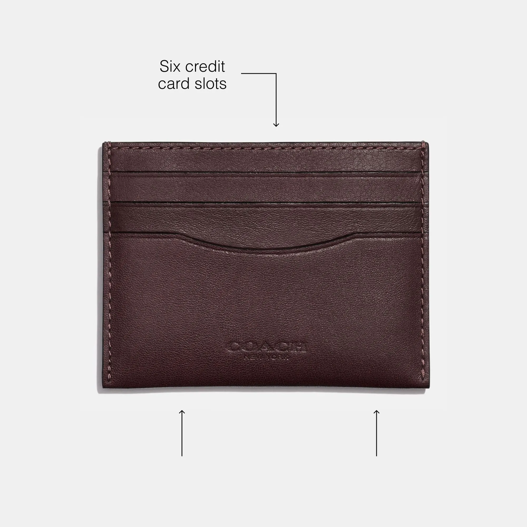 Coach Flat Card Case in Sport Calf, MAHOGANY, One Size