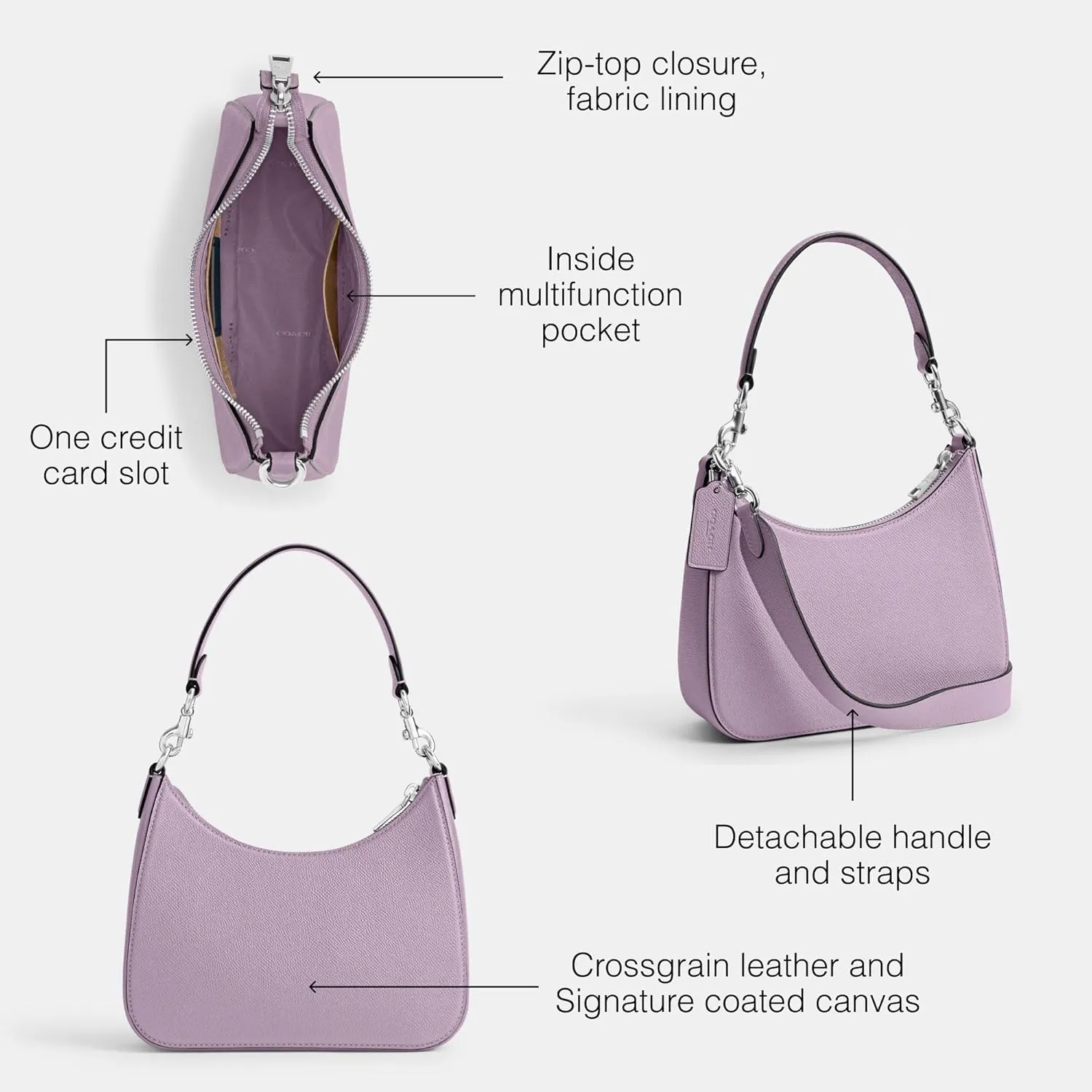 Coach Unisex Hobo Crossbody Bag in Crossgrain Leather
