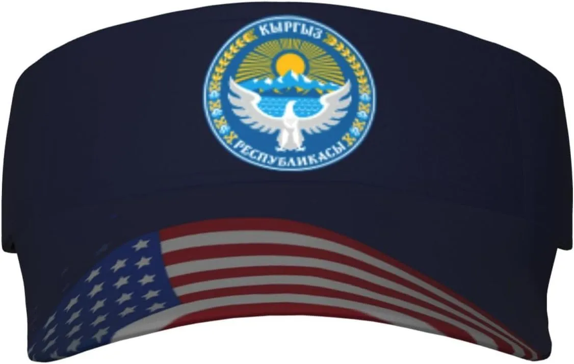Coat of Arms Kyrgyzstan Visor Cap Adjustable Uv Protection Sun Visor Hats Empty Top Baseball Hat for Women and Men Black