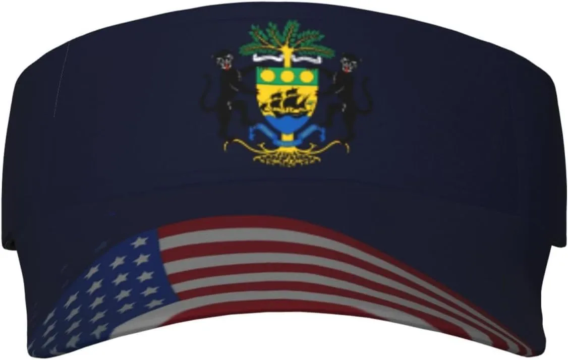 Coat of Arms of Gabon Visor Cap Adjustable Uv Protection Sun Visor Hats Empty Top Baseball Hat for Women and Men Black