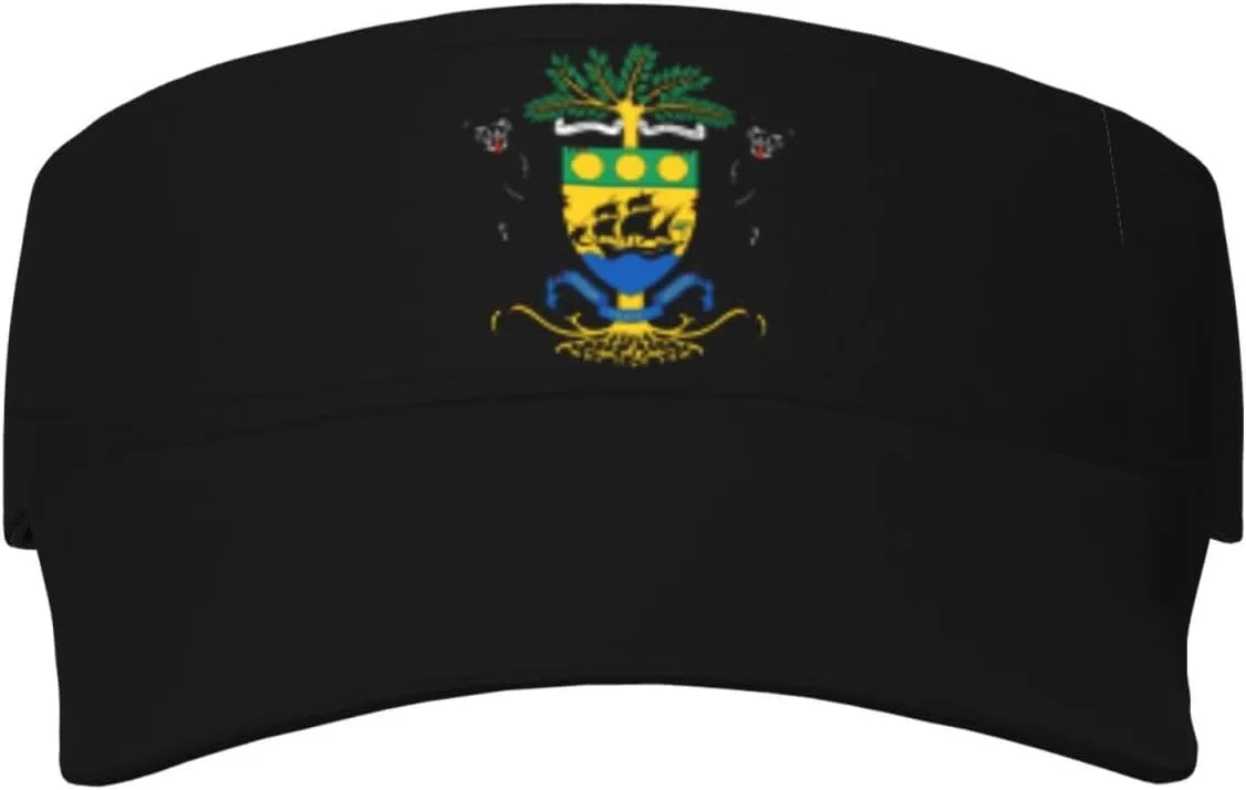 Coat of Arms of Gabon Visor Cap Adjustable Uv Protection Sun Visor Hats Empty Top Baseball Hat for Women and Men Black