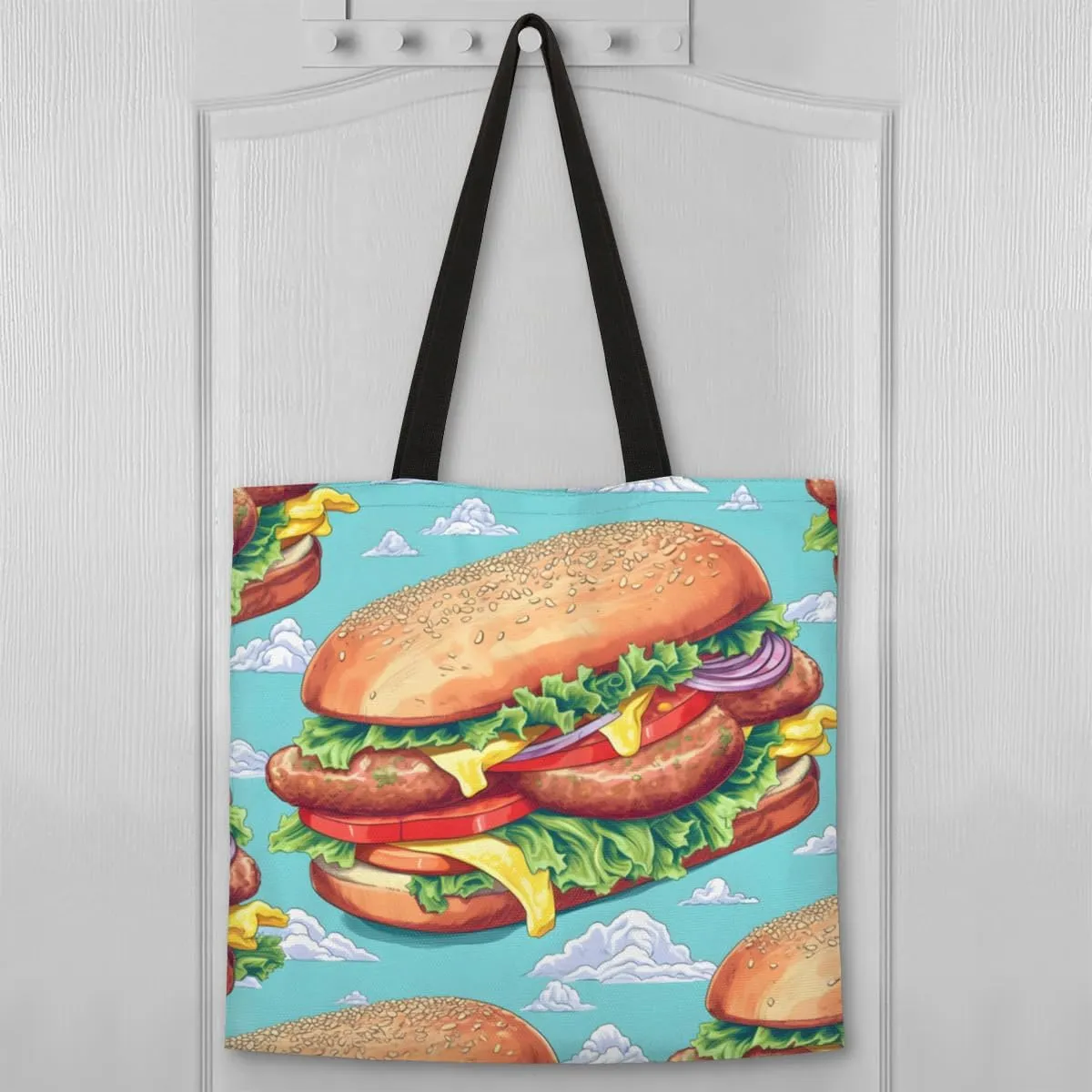 Coconuts Tropical Leaves Flowers Canvas Tote Bag for Women Men Stylish Tote Handbag Shoulder Bag Reusable Grocery Bag