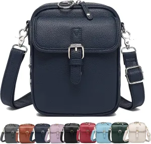 Collaboraten1 Crossbody Leather Bag, Urva-shi RFID Leather Bag, Retro Double-Layer Large Capacity Crossbody Bags