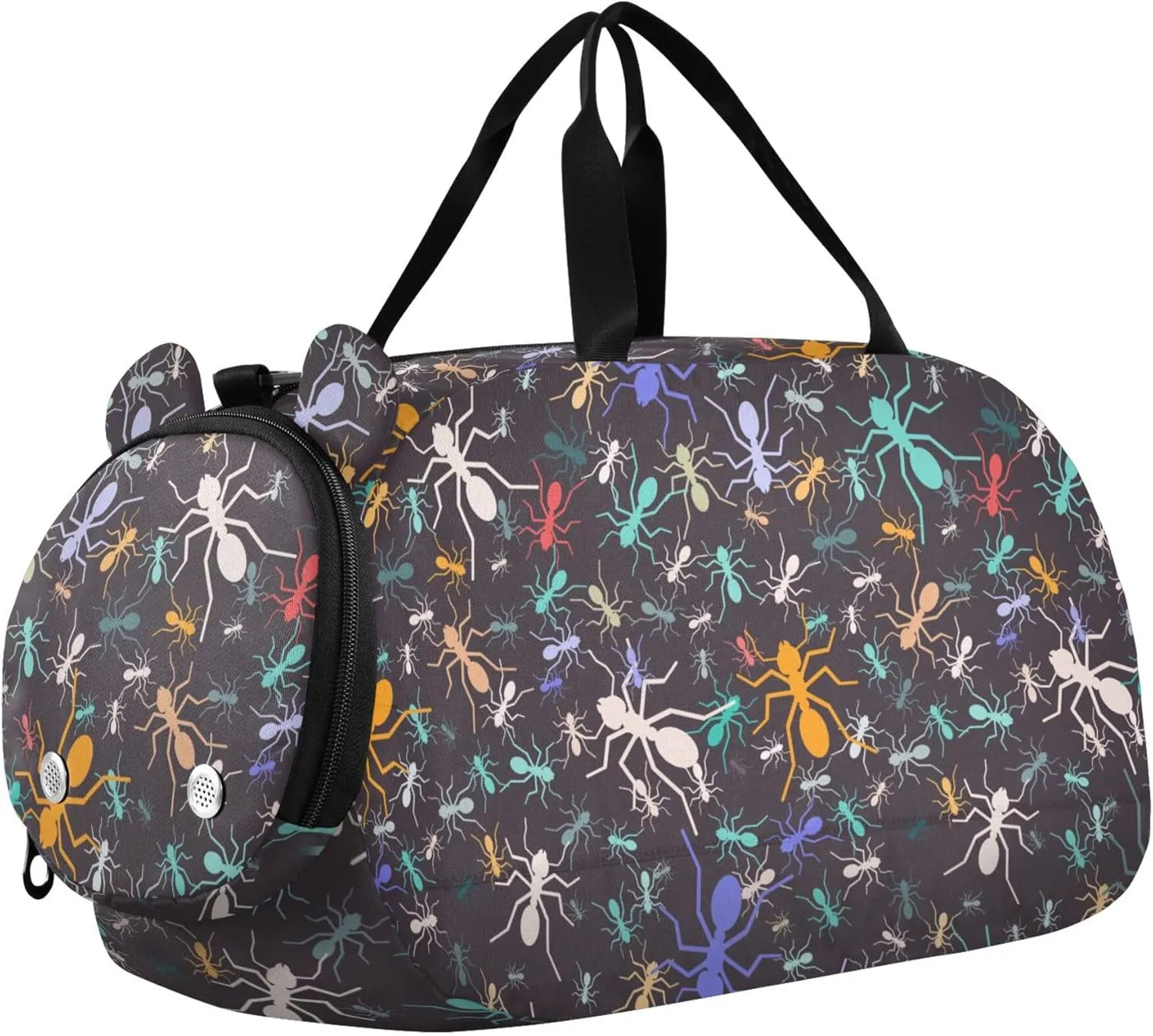 Colorful Ants Sports Duffle Bag for Girls Boys Kids, Gym Bag with Shoe Compartment, Kids Travel Overnight Weekender Shoulder Bag