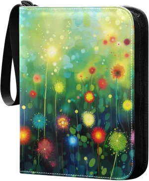 Colorful Dandelion Flowers Card Binder, 400 Pockets Card Holder with 50 Sleeves, Sturdy Card Holder Folders for Game Cards & Sports Cards