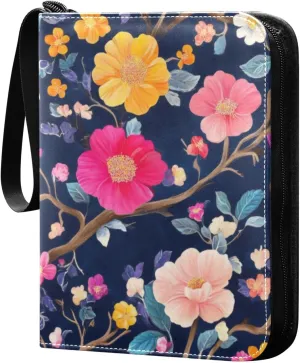 Colorful Flowers Card Binder, 400 Pockets Card Holder with 50 Sleeves, Sturdy Card Holder Folders for Game Cards & Sports Cards