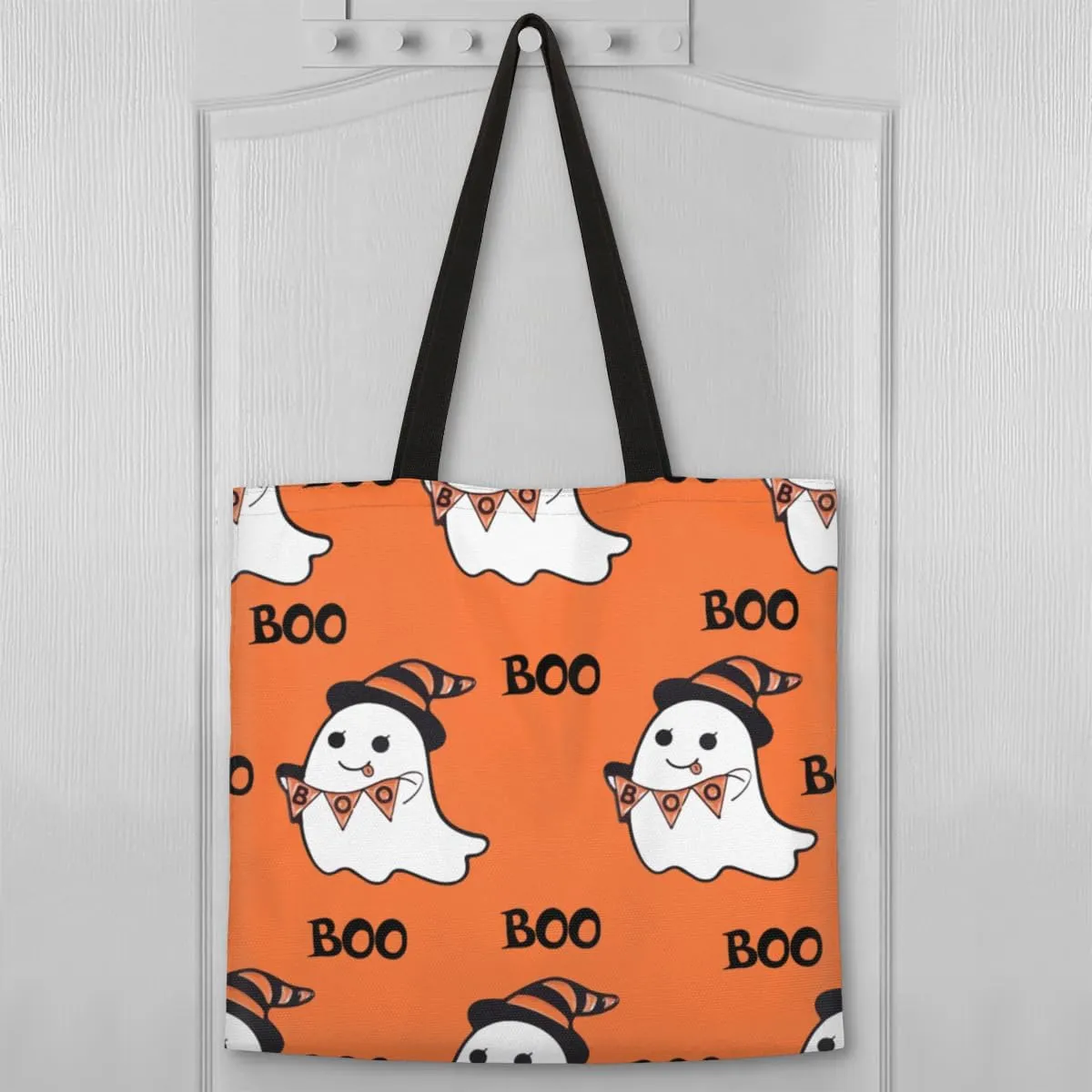 Colorful Ghosts in the Halloween Forest Canvas Tote Bag for Women Men Stylish Tote Handbag Shoulder