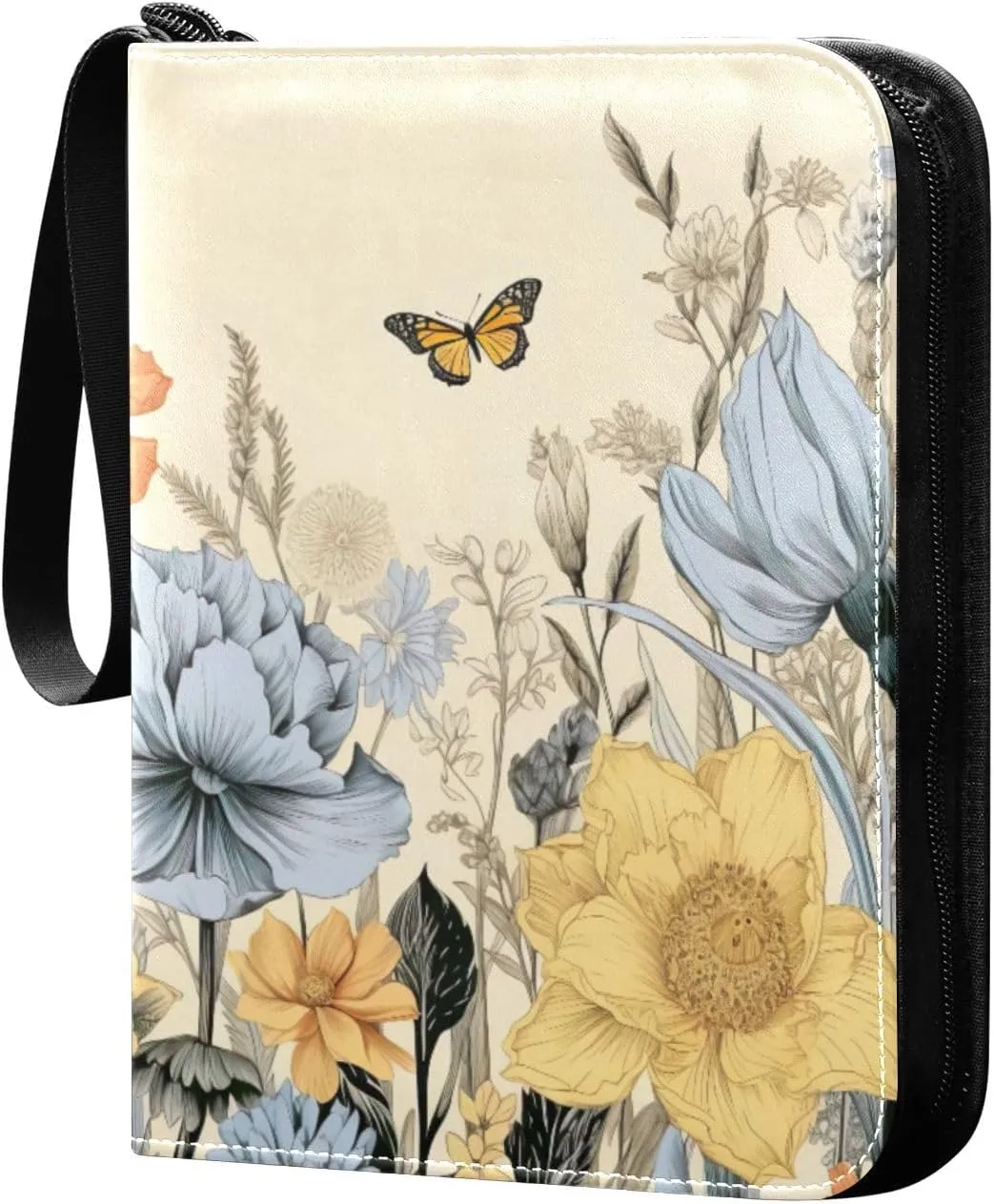 Colorful Wild Flowers Card Binder, 400 Pockets Card Holder with 50 Sleeves, Sturdy Card Holder Folders for Game Cards & Sports Cards