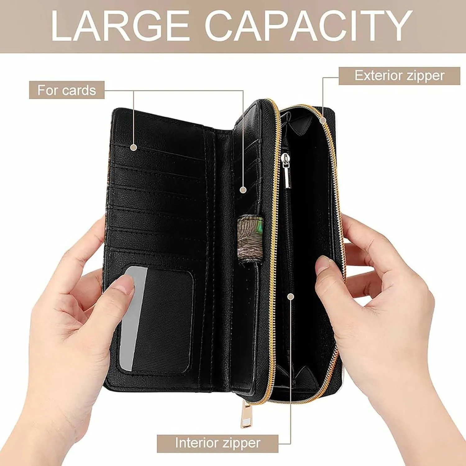 Compact Leather Wallet Organizer with 12 Card Pockets, Large Capacity Wallets, Peacock Feather Portable Multi-Functional Wallet for Daily Use