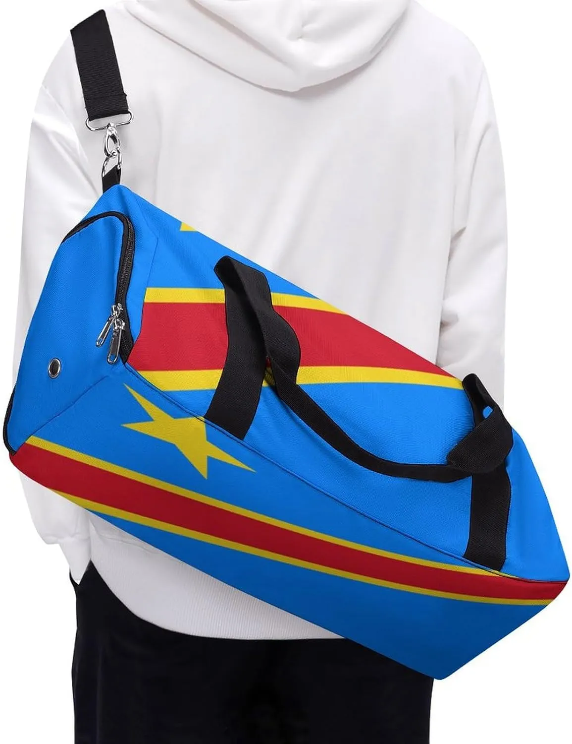 Congo Flag Gym Bag with Shoe Compartment and Wet Pocket Travel Duffel for Sports