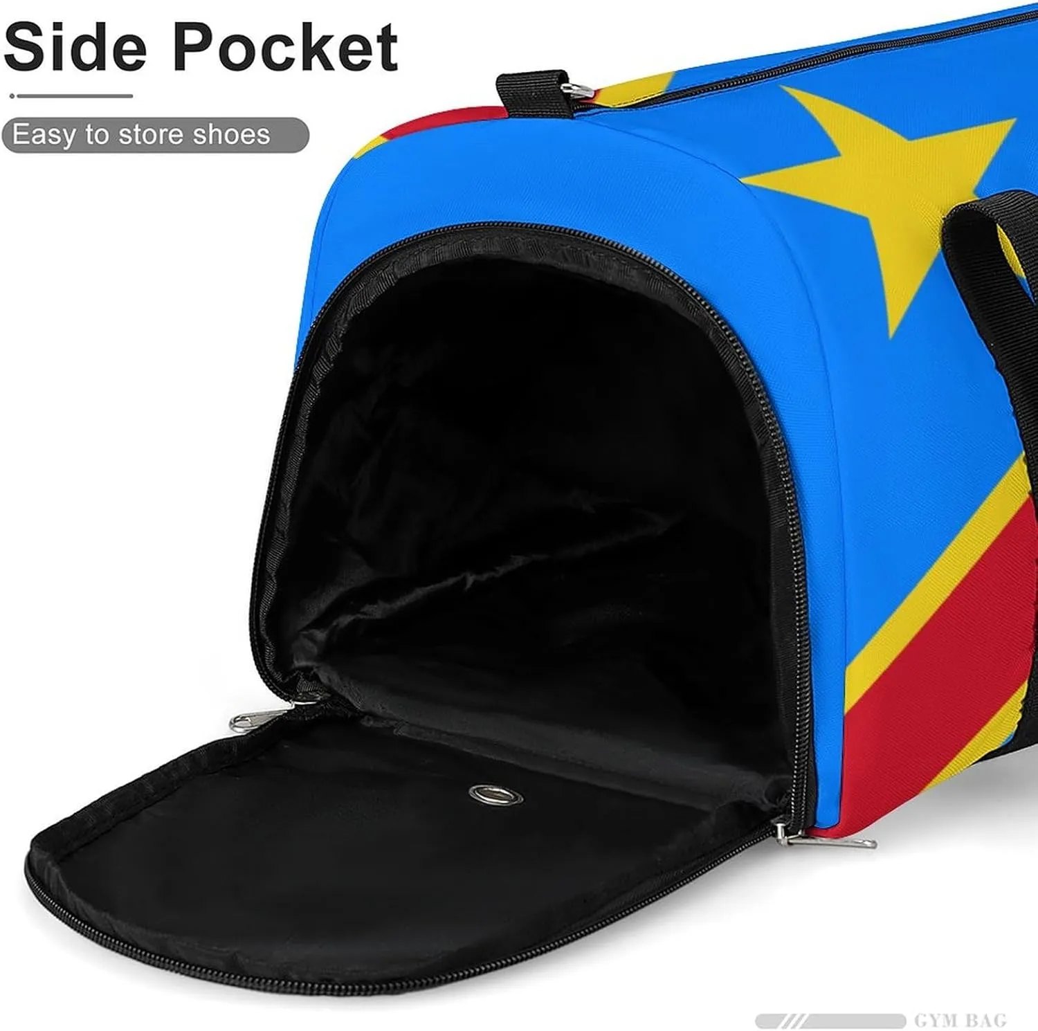 Congo Flag Gym Bag with Shoe Compartment and Wet Pocket Travel Duffel for Sports