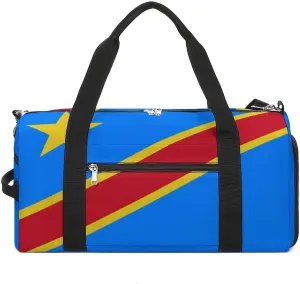 Congo Flag Gym Bag with Shoe Compartment and Wet Pocket Travel Duffel for Sports