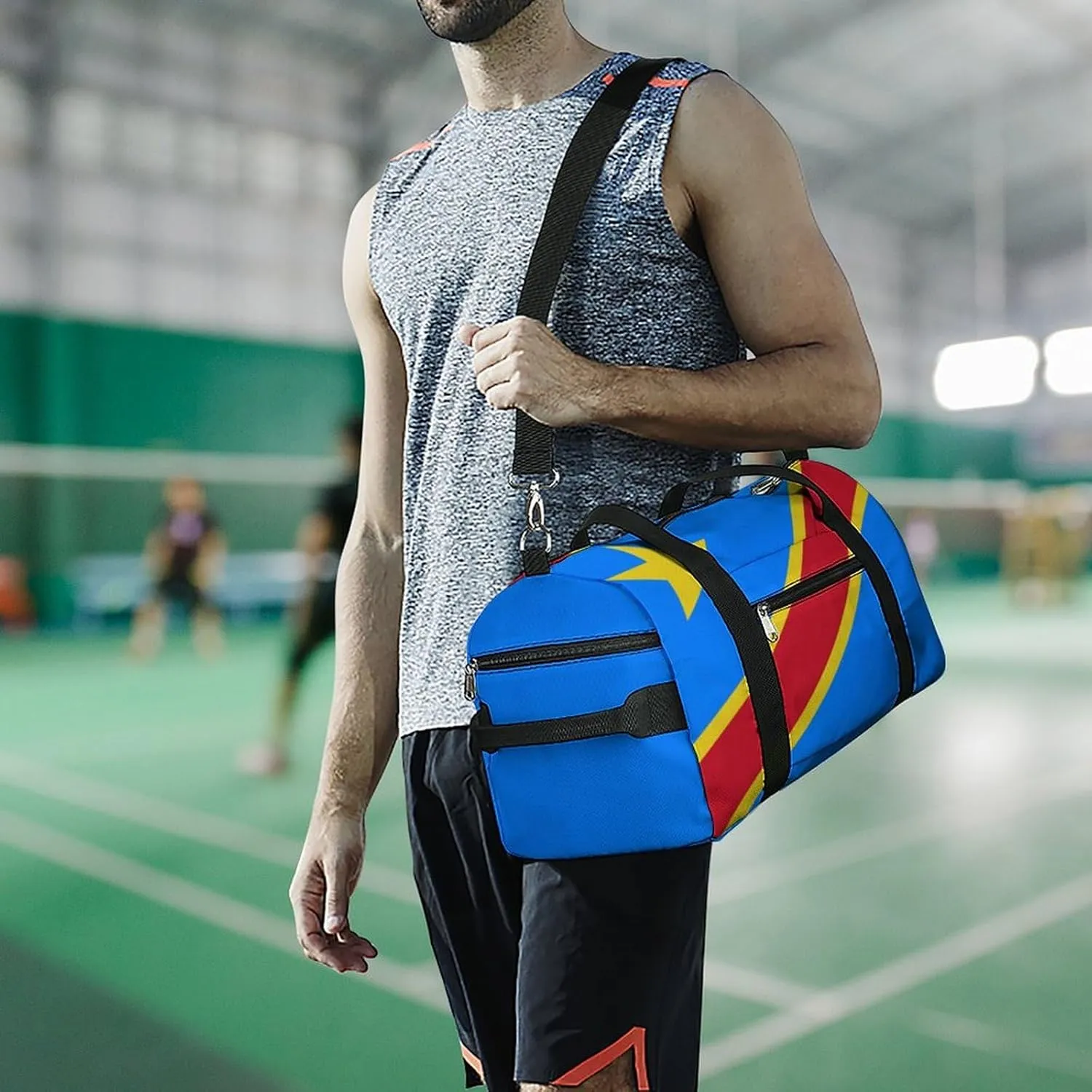 Congo Flag Gym Bag with Shoe Compartment and Wet Pocket Travel Duffel for Sports