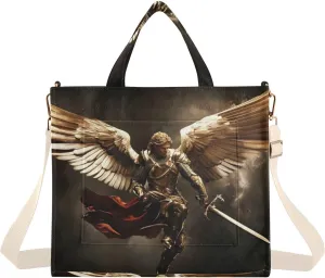 Corduroy Tote Bag Archangel Wings Fly for Women Large Shoulder Bag with Pockets for Beach Work Travel Shopping S