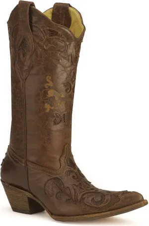 Corral Women's Vintage Lizard Inlay Pointed Toe Cowgirl Boots C2109