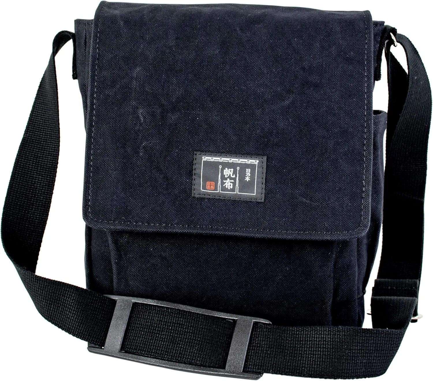 Cotton Canvas Cross Body Bag Moss Green For Men (Black)