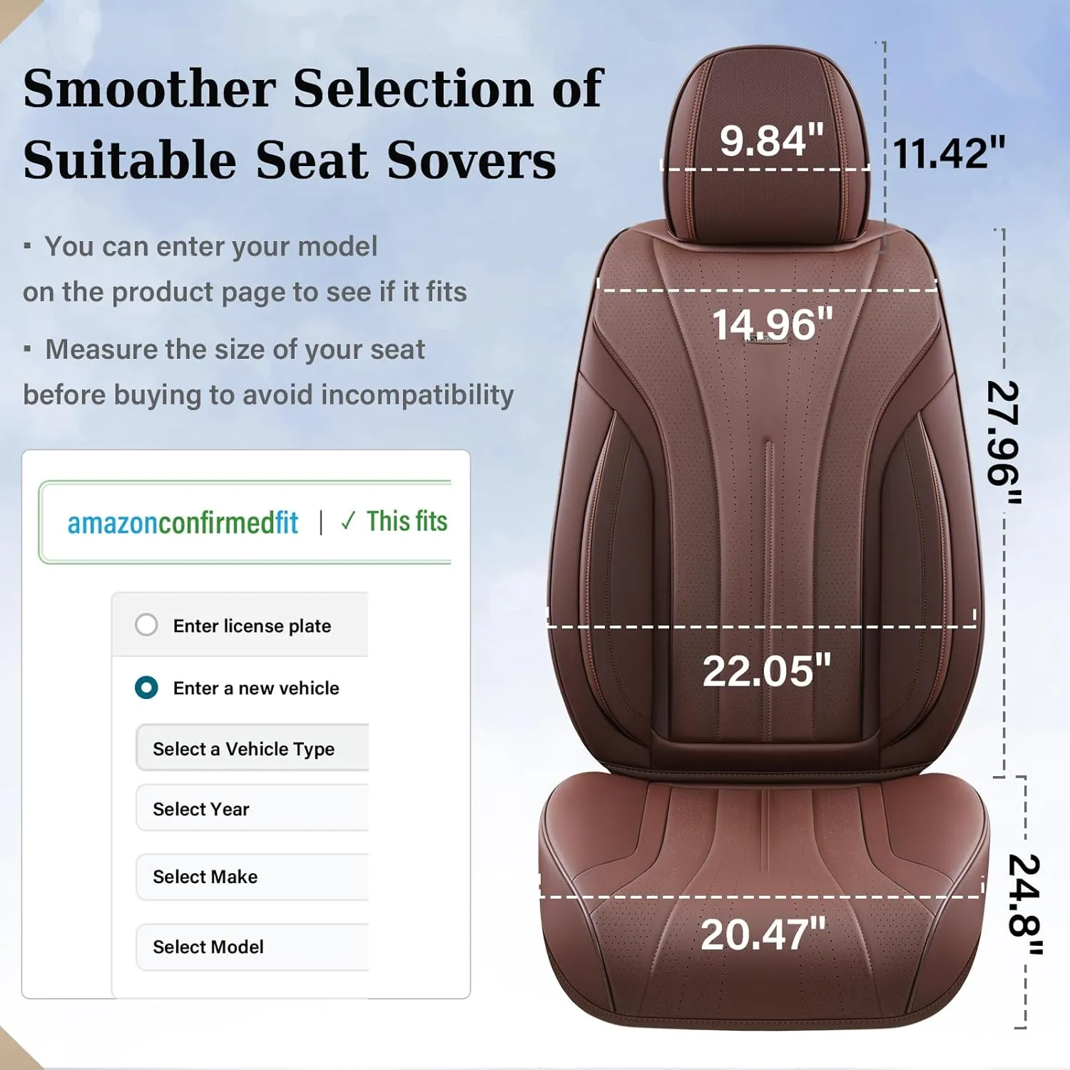 Coverado Front Seat Covers for Cars, Universal Car Seat Covers, 2 Pack Waterproof Leather Seat Cover, Driver Seat Covers Front Car Seat Protector, Breathable Car Seat Cushions Fit for Most Cars(Brown)