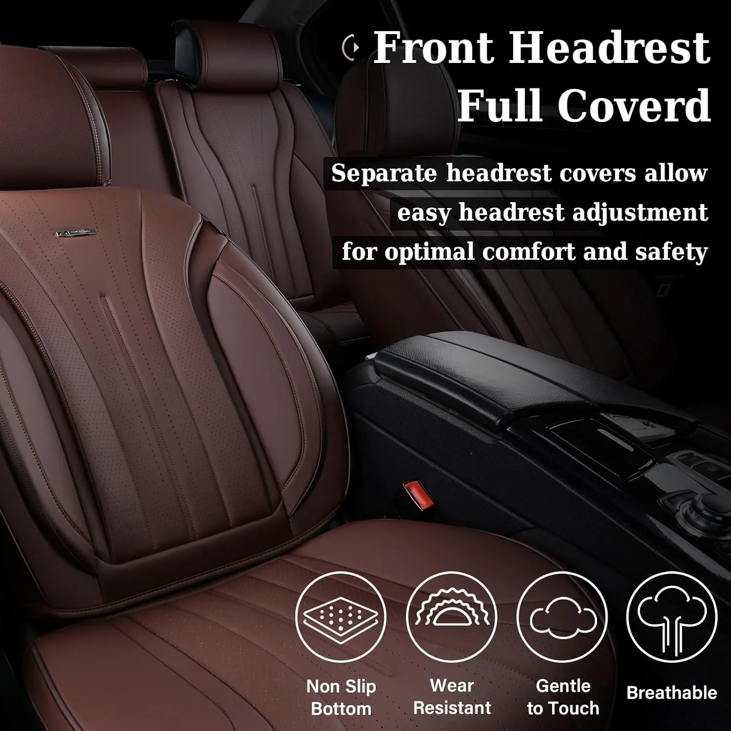 Coverado Front Seat Covers for Cars, Universal Car Seat Covers, 2 Pack Waterproof Leather Seat Cover, Driver Seat Covers Front Car Seat Protector, Breathable Car Seat Cushions Fit for Most Cars(Brown)