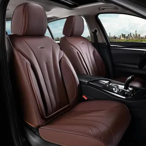 Coverado Front Seat Covers for Cars, Universal Car Seat Covers, 2 Pack Waterproof Leather Seat Cover, Driver Seat Covers Front Car Seat Protector, Breathable Car Seat Cushions Fit for Most Cars(Brown)