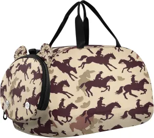 Cowboy Youth Sports & Travel Duffle Bag with Shoe Compartment,Waterproof Gym Bag for Girls and Boys (Overnight Essentials Organizer)