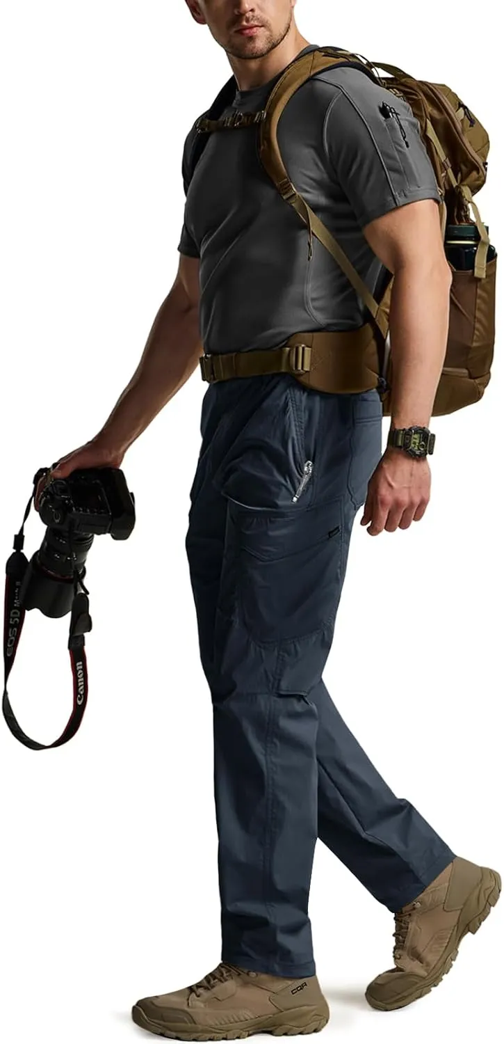 CQR Men's Quick Dry Tactical Pants, Water Resistant Outdoor Pants, Lightweight Stretch Cargo Work Hiking Pants