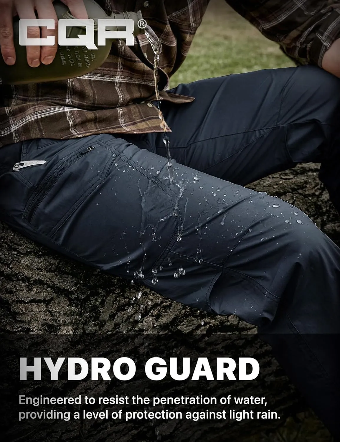 CQR Men's Quick Dry Tactical Pants, Water Resistant Outdoor Pants, Lightweight Stretch Cargo Work Hiking Pants