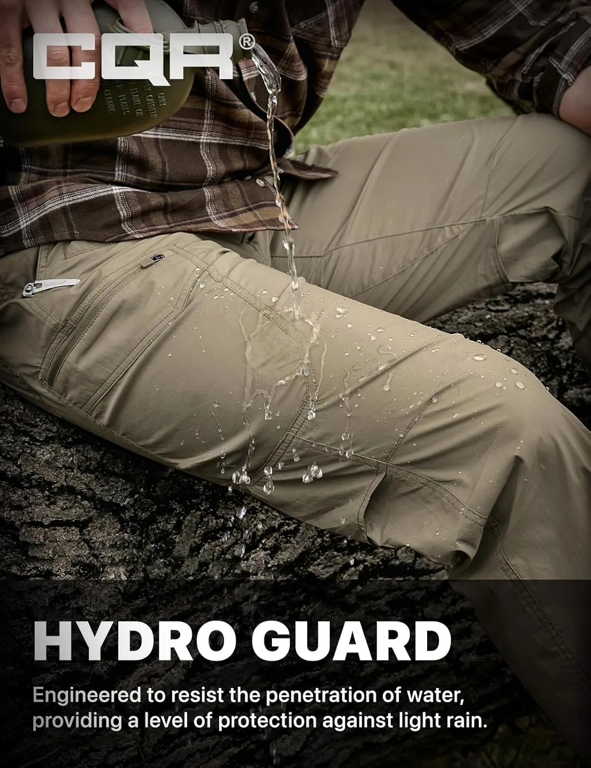 CQR Men's Quick Dry Tactical Pants, Water Resistant Outdoor Pants, Lightweight Stretch Cargo Work Hiking Pants
