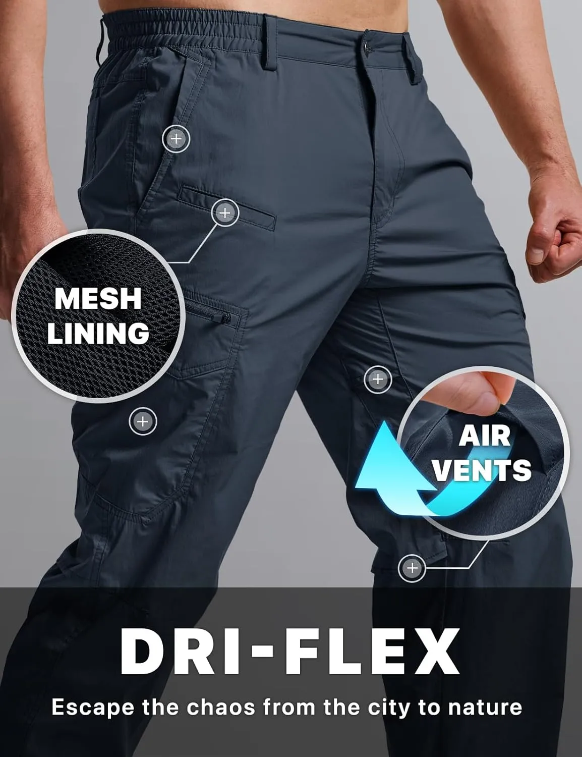 CQR Men's Quick Dry Tactical Pants, Water Resistant Outdoor Pants, Lightweight Stretch Cargo Work Hiking Pants