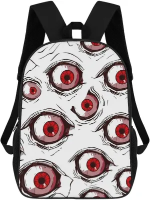 Crazy Scary Eyeballs 17 Inches Unisex Laptop Backpack Lightweight Shoulder Bag Travel Daypack