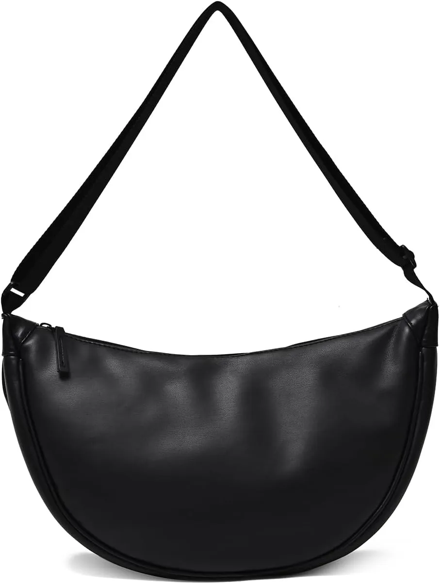 Crescent Bag for Women Men PU Leather Crossbody Bag Large Dumpling Bag Lightweight Hobo Sling bag Shoulder Bag