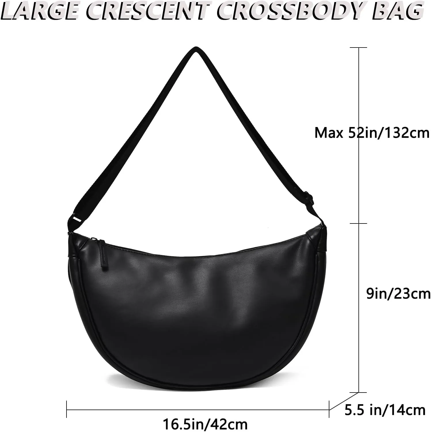 Crescent Bag for Women Men PU Leather Crossbody Bag Large Dumpling Bag Lightweight Hobo Sling bag Shoulder Bag