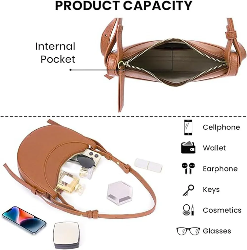 Crescent Bags For Women,PU Leather Crescent Bag, Sling Crossbody Purse Handbags Casual Dumpling