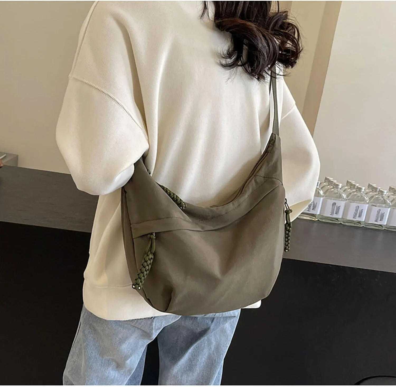 Crescent Crossbody Shoulder Bag For Women Hobo Bag Multi-Pocket Nylon Backpack Travel Shopping Dumpling Bag