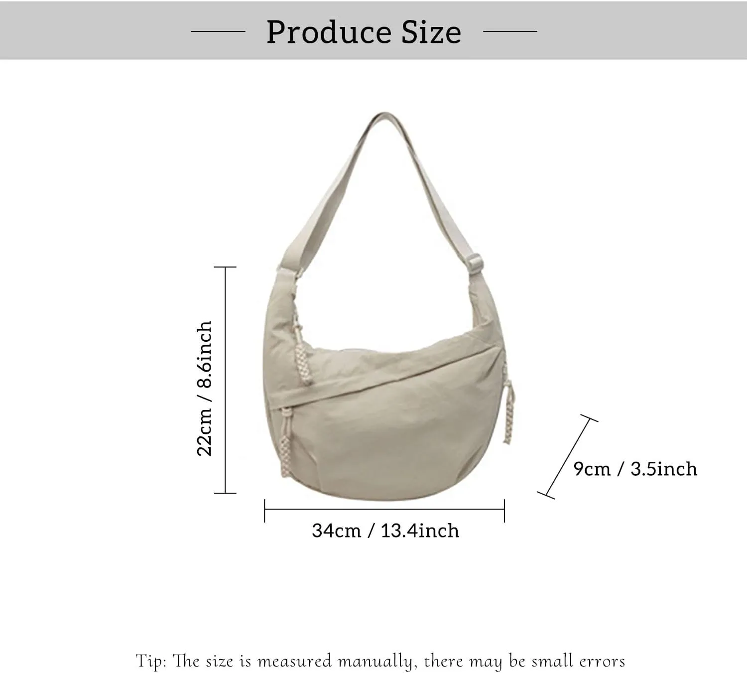 Crescent Crossbody Shoulder Bag For Women Hobo Bag Multi-Pocket Nylon Backpack Travel Shopping Dumpling Bag